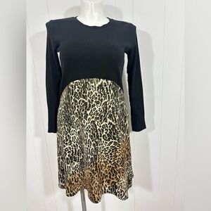 Zara Trafaluc Women’s leopard print Long Sleeve Dress Sz Large